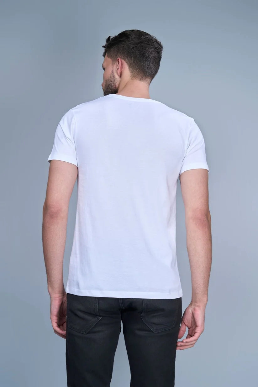 White Round Neck Half T-Shirt